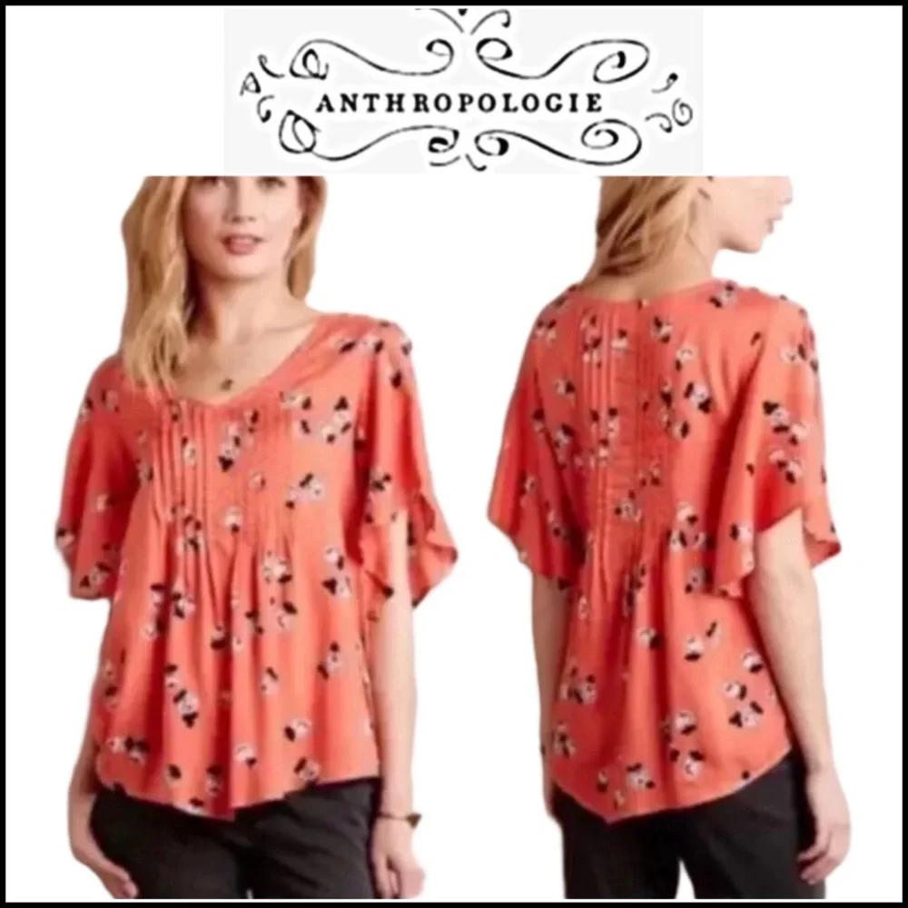 ANTHROPOLOGIE MAEVE MAYA FLORAL FLUTTER
SLEEVE TOP Sz 4 - Picture 1 of 10